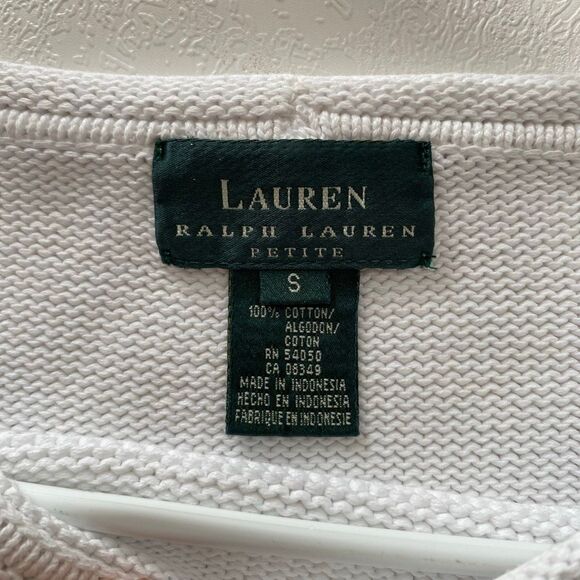 Lauren Ralph Lauren Petite Striped Knit Sweater Women’s Small Green White Cotton - Picture 5 of 7